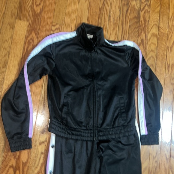 Garage Track suit 2 piece sweatpants and zipper jacket Size Medium black purple - Picture 2 of 12